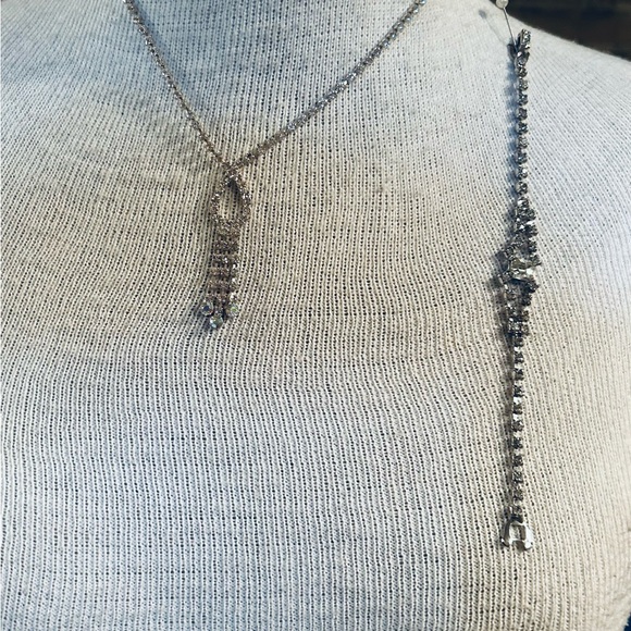 Elegant Silver with Diamond Necklace and Bracelet Set - Picture 1 of 6